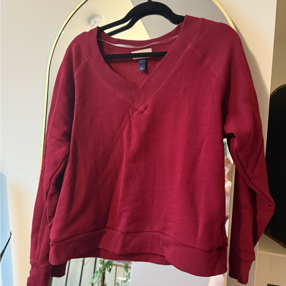 Universal Thread Red Knit V-neck Sweatshirt Size Large